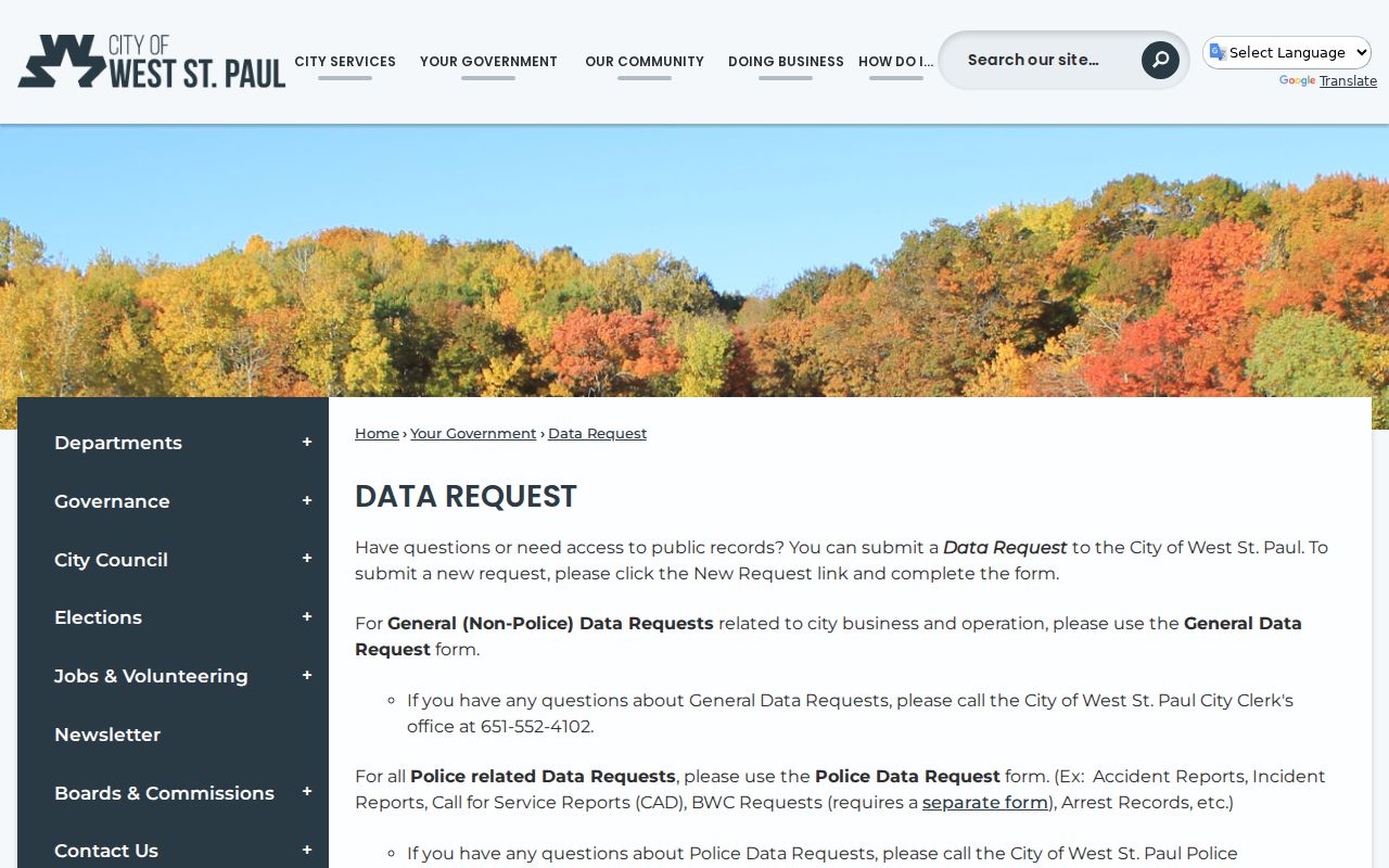 West St. Paul residents directory city data-request routes
