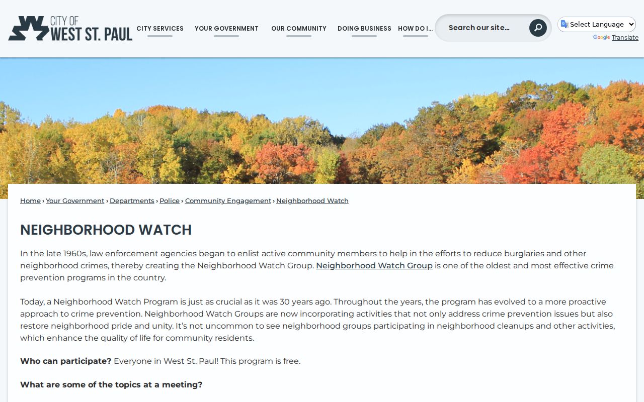 West St. Paul neighbors and citywide Neighborhood Watch resource