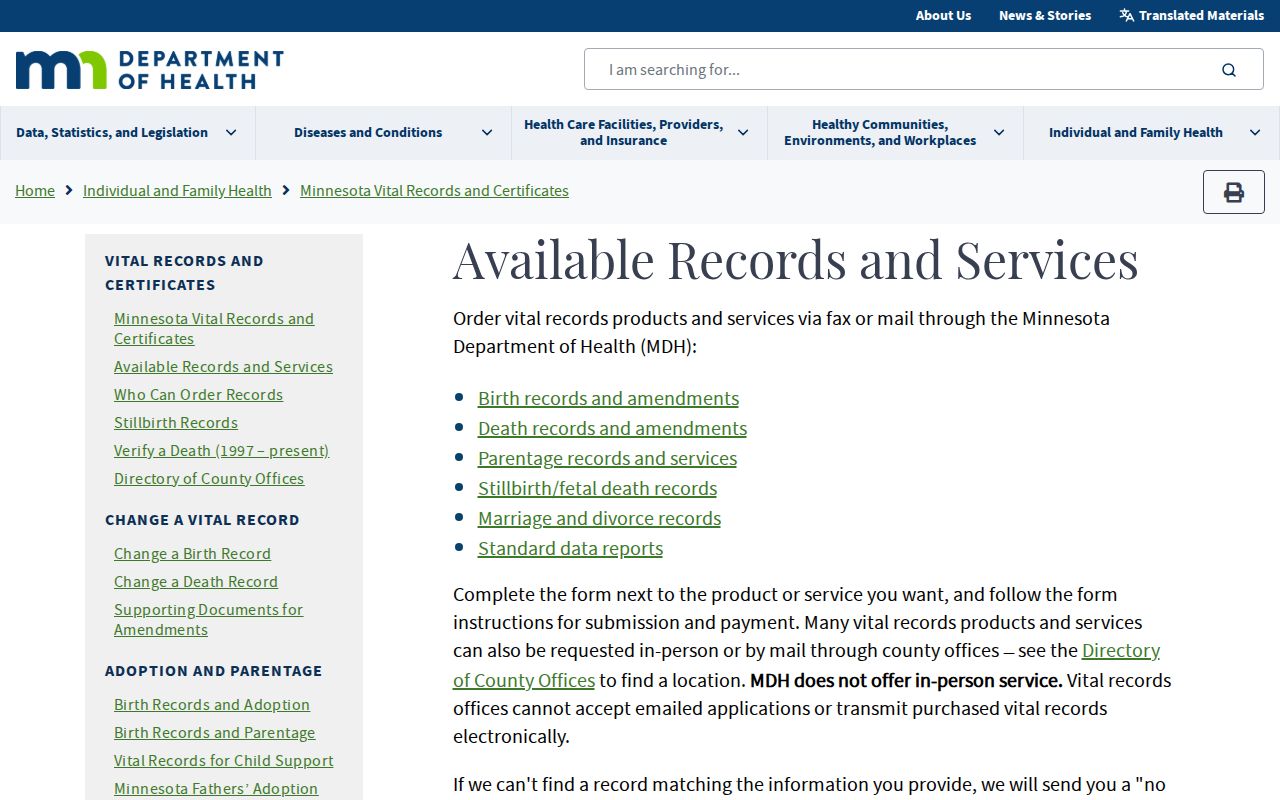West St. Paul resident lookup through Minnesota vital-record product rules