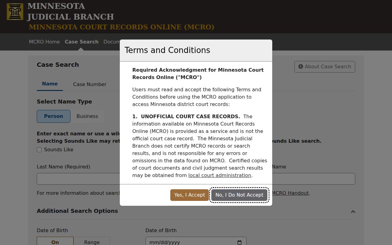 West St. Paul resident lookup using Minnesota Court Records Online search fields